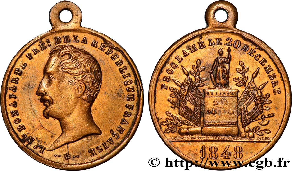 DEUXIÈME RÉPUBLIQUE Médaille, Élection du président Louis Napoléon Bonaparte TTB+