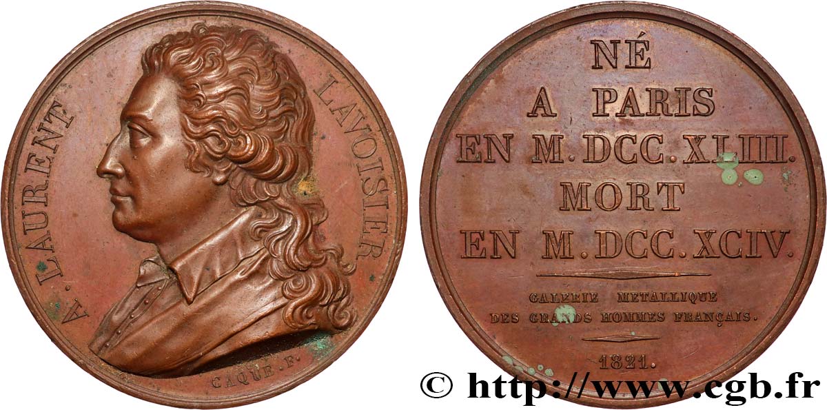 METALLIC GALLERY OF THE GREAT MEN FRENCH Médaille, Antoine Lavoisier AU