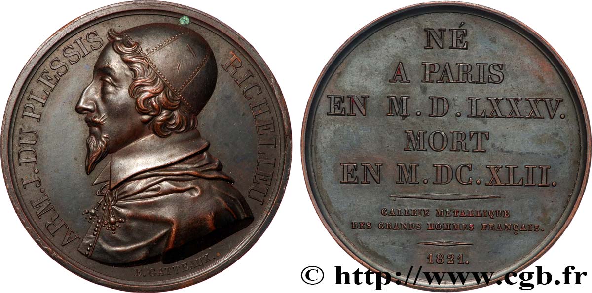 METALLIC GALLERY OF THE GREAT MEN FRENCH Médaille, Armand Jean du Plessis de Richelieu AU/AU