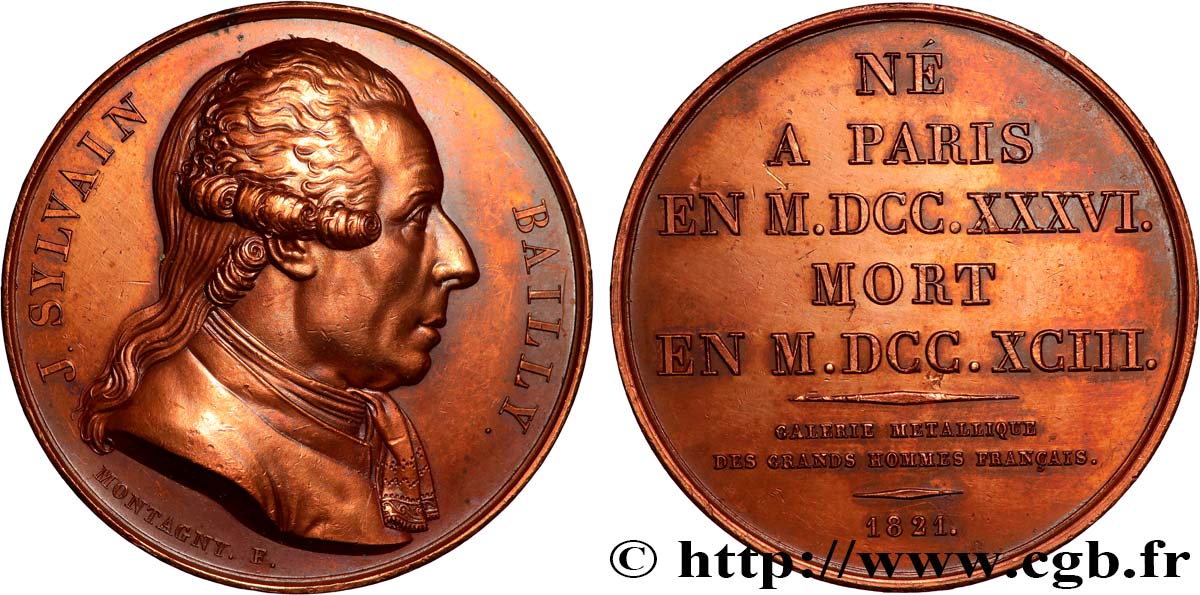 METALLIC GALLERY OF THE GREAT MEN FRENCH Médaille, Jean Sylvain Bailly AU