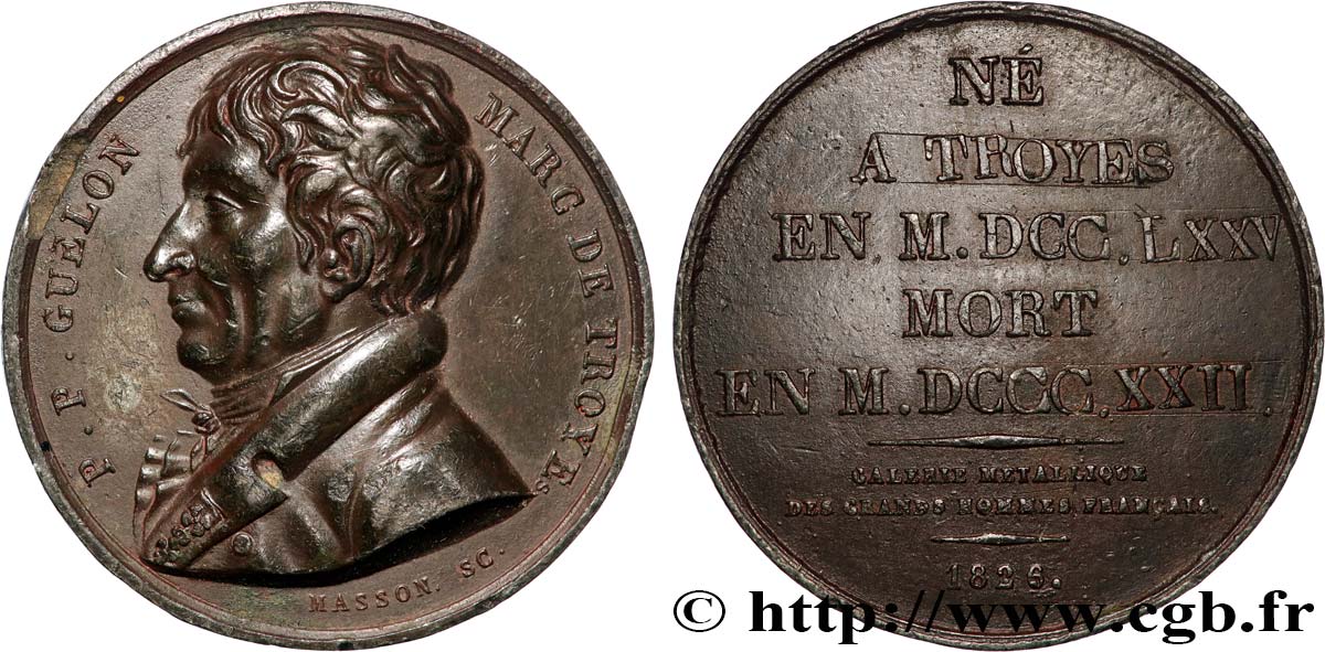 METALLIC GALLERY OF THE GREAT MEN FRENCH Médaille, Pierre Prosper Marc de Troyes XF