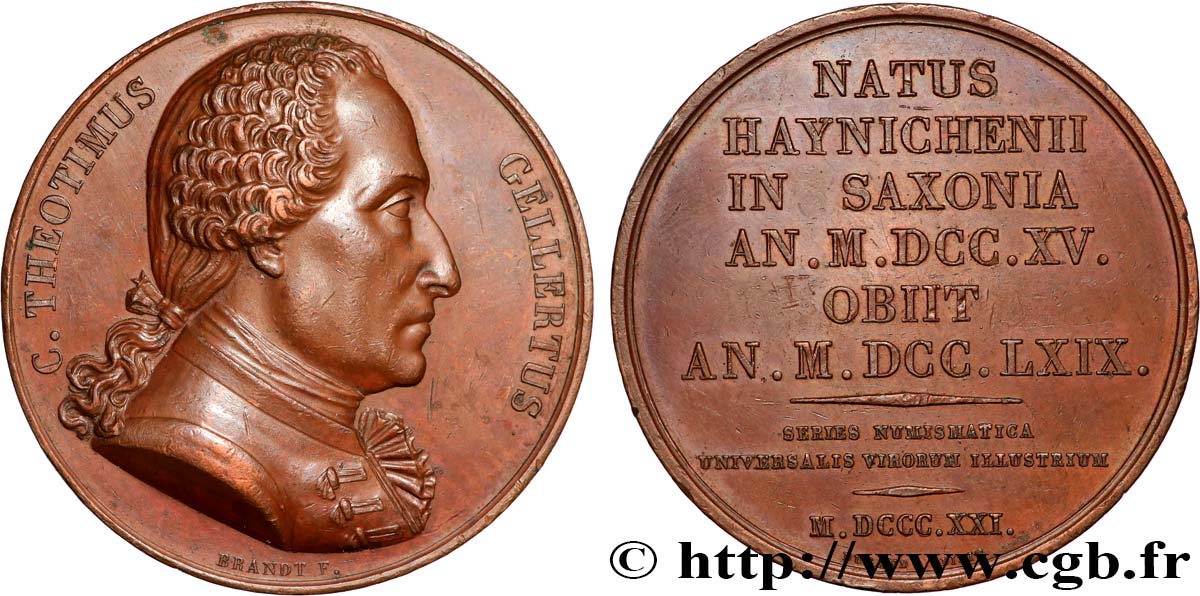 NUMISMATIC SERIES OF ILLUSTROUS MEN Médaille, Christian Fürchtegott Gellert AU