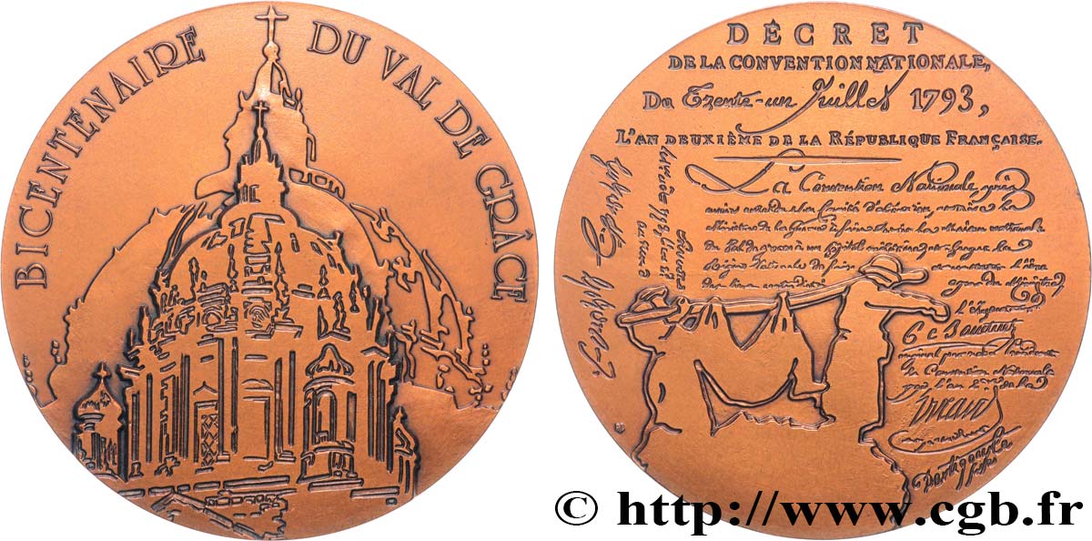 QUINTA REPUBLICA FRANCESA Médaille, Bicentenaire du val de Grâce EBC