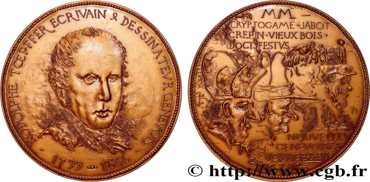 LITTÉRATURE : ÉCRIVAINS/ÉCRIVAINES - POÈTES Médaille, Rodolphe Toepffer SUP