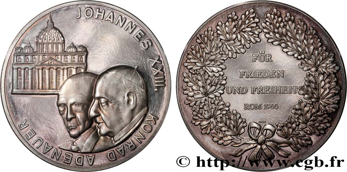 ALLEMAGNE Médaille, Jean XXIII et Konrad Adenauer BE