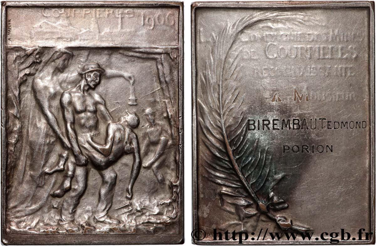 DRITTE FRANZOSISCHE REPUBLIK Plaquette, Compagnie des mines de Courrières SS