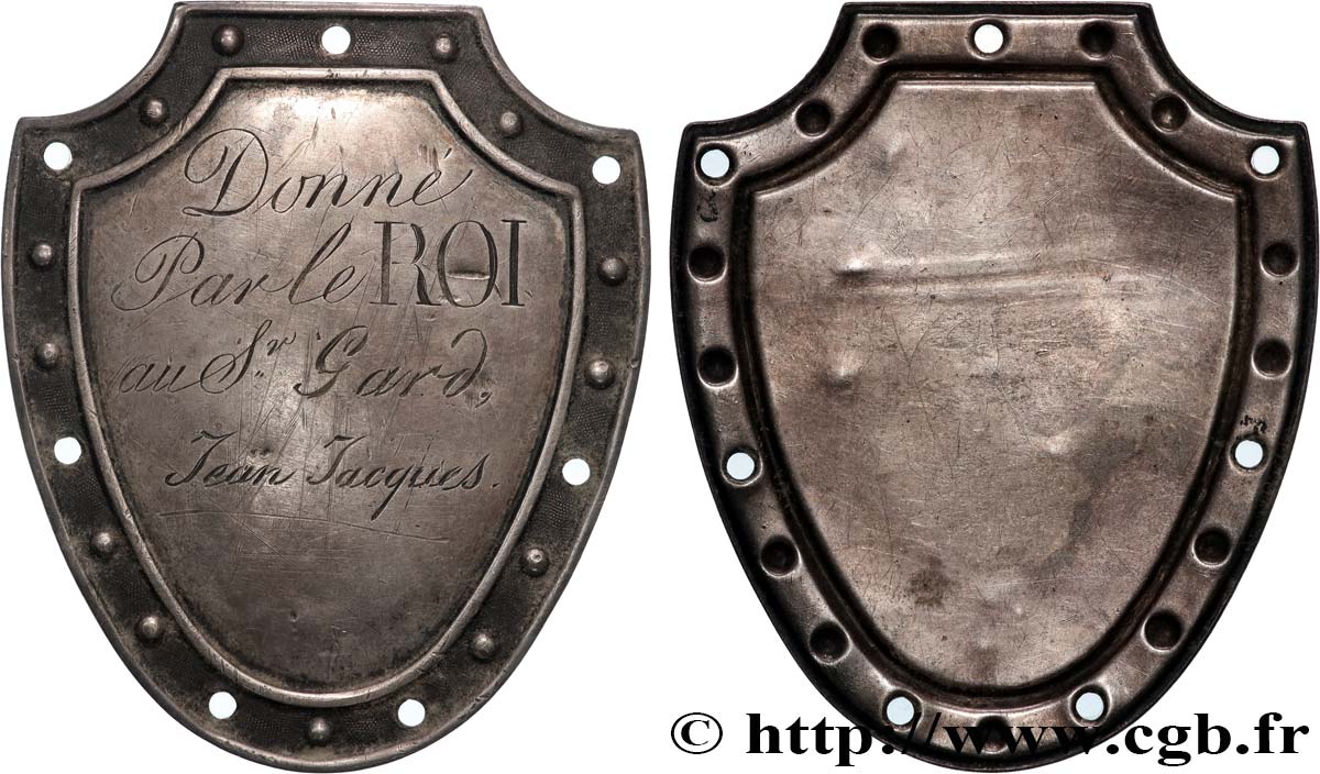 LOUIS XVIII Plaquette d’attribution de fusil, Donné par le roi TTB