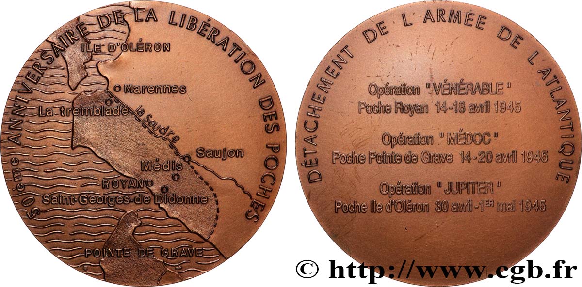 QUINTA REPUBBLICA FRANCESE Médaille, 50e anniversaire de la libération des poches SPL/q.SPL