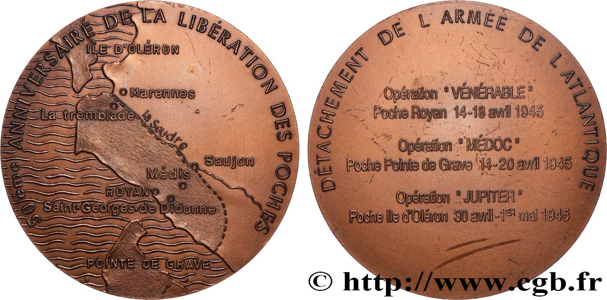 QUINTA REPUBBLICA FRANCESE Médaille, 50e anniversaire de la libération des poches SPL/q.SPL