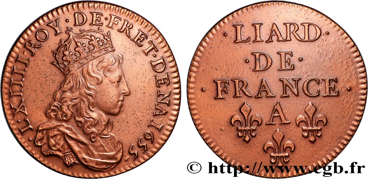 LOUIS XIV  THE SUN KING  Médaille, Reproduction du Liard de cuivre, 2e type, n°294 fVZ/VZ