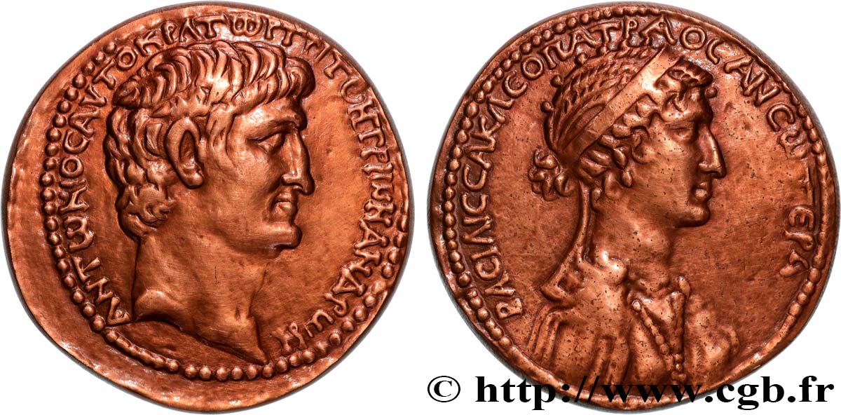 CLEOPATRA VII and MARK ANTONY Médaille, Reproduction d’un Tétradrachme syro-phénicien, n°30 AU/AU