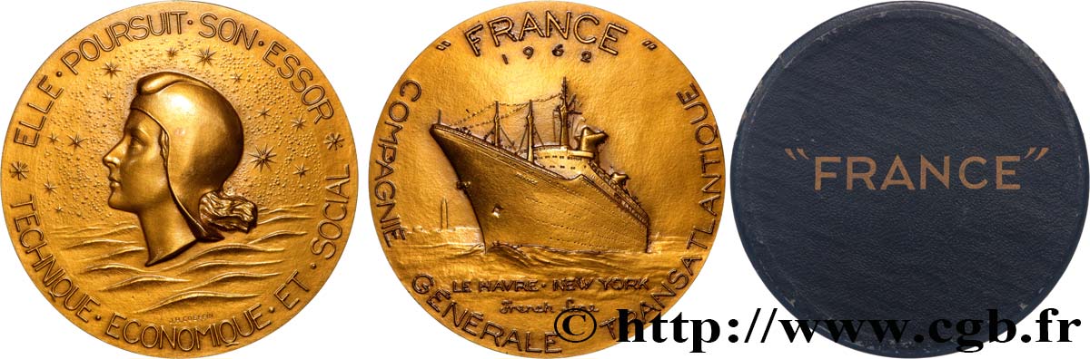 FUNFTE FRANZOSISCHE REPUBLIK Médaille, Paquebot France fVZ