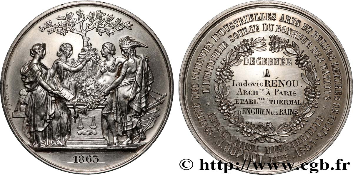 SECOND EMPIRE Médaille, Société des Sciences Industrielles, Arts et Belles Lettres AU