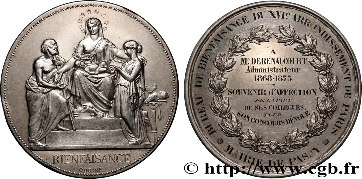 III REPUBLIC Médaille, Bureau de bienfaisance, Souvenir d’affection AU