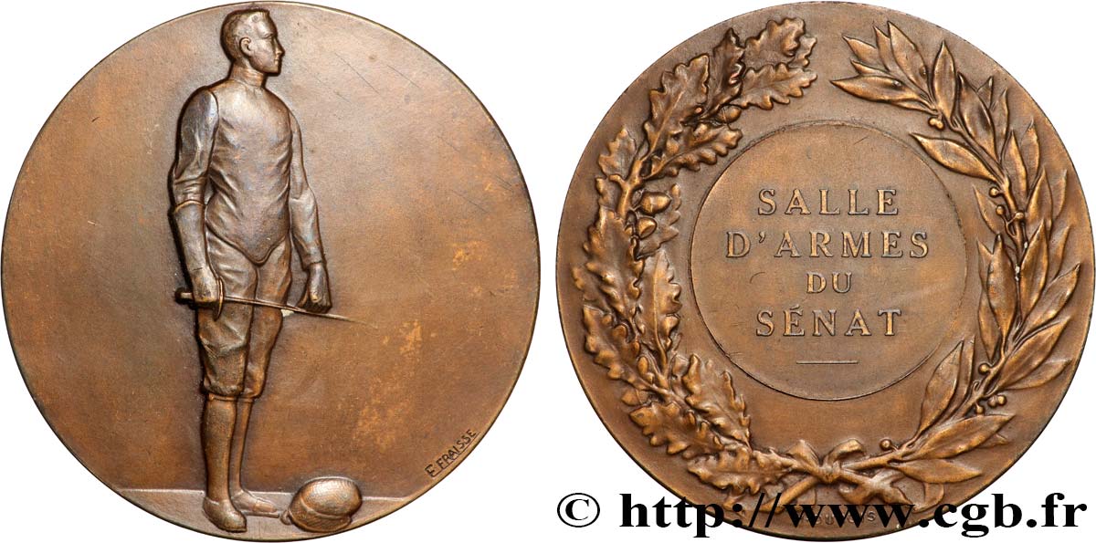 TERZA REPUBBLICA FRANCESE Médaille, Escrime, Salle d’armes du Sénat q.SPL