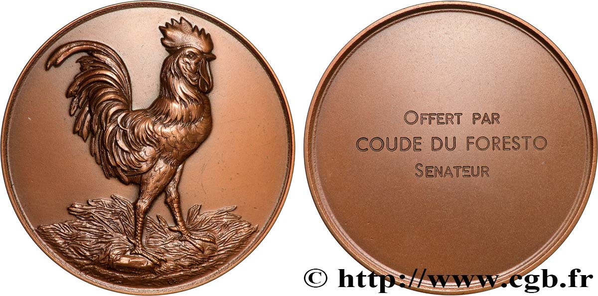 V REPUBLIC Médaille, Offert par le sénateur Yvon Coude du Foresto AU