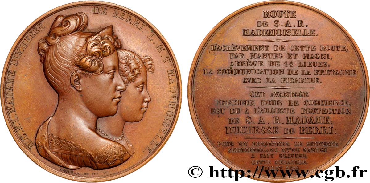 KARL X Médaille, Achèvement de la route Mademoiselle entre Mantes-la-Jolie et Magny-en-Vexin VZ