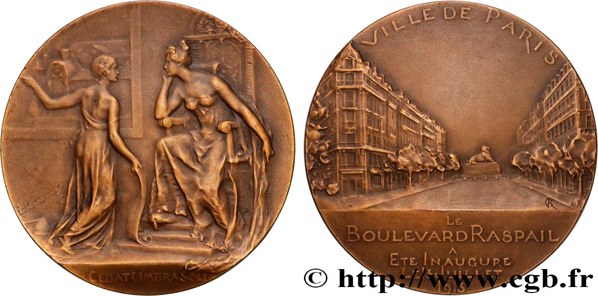 III REPUBLIC Médaille, Inauguration du boulevard Raspail AU