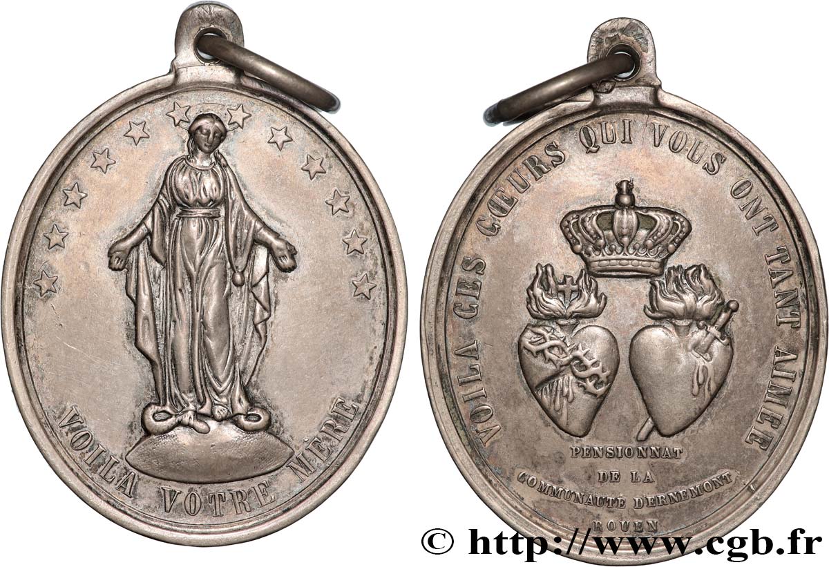 MÉDAILLES RELIGIEUSES Médaille, Pensionnat de la communauté d’Ernemont BB