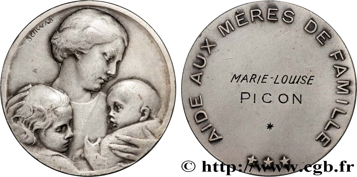 FAMILLE, ENFANCE Médaille, Aide aux mères de famille AU