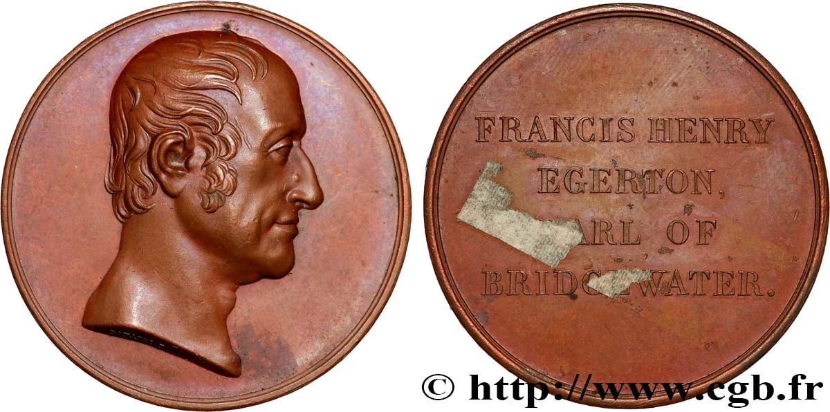 POLITIQUE ET POLITICIENS Médaille, Francis Henry Egerton q.SPL