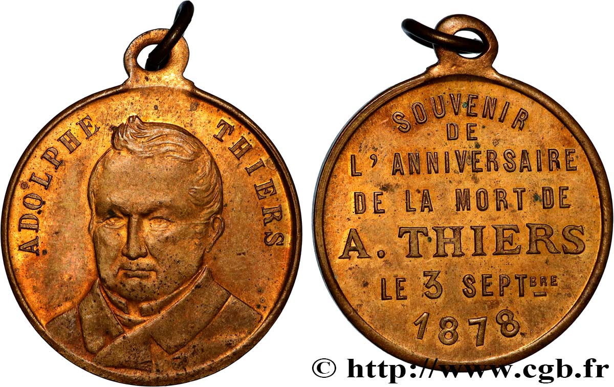 TERCERA REPUBLICA FRANCESA Médaillette, Adolphe Thiers MBC+