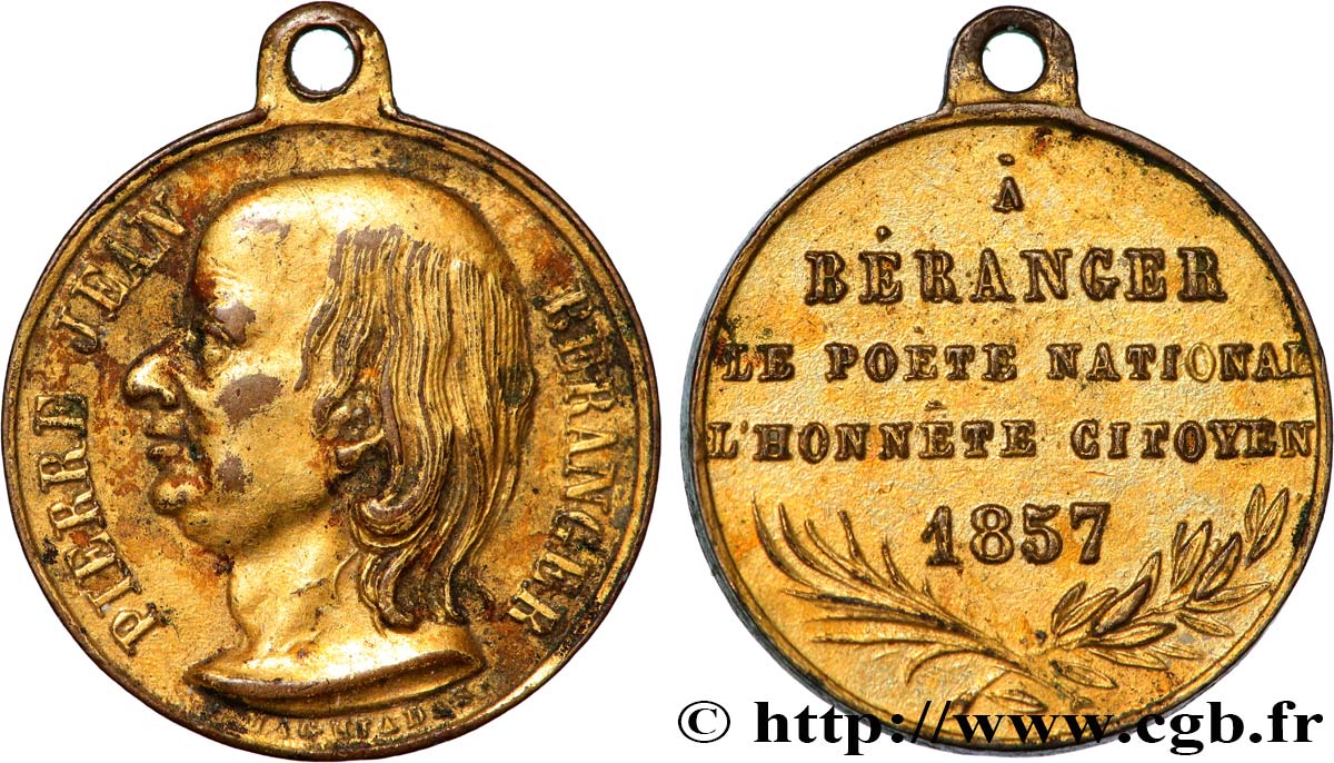 SECONDO IMPERO FRANCESE Médaillette, Pierre Jean Béranger BB