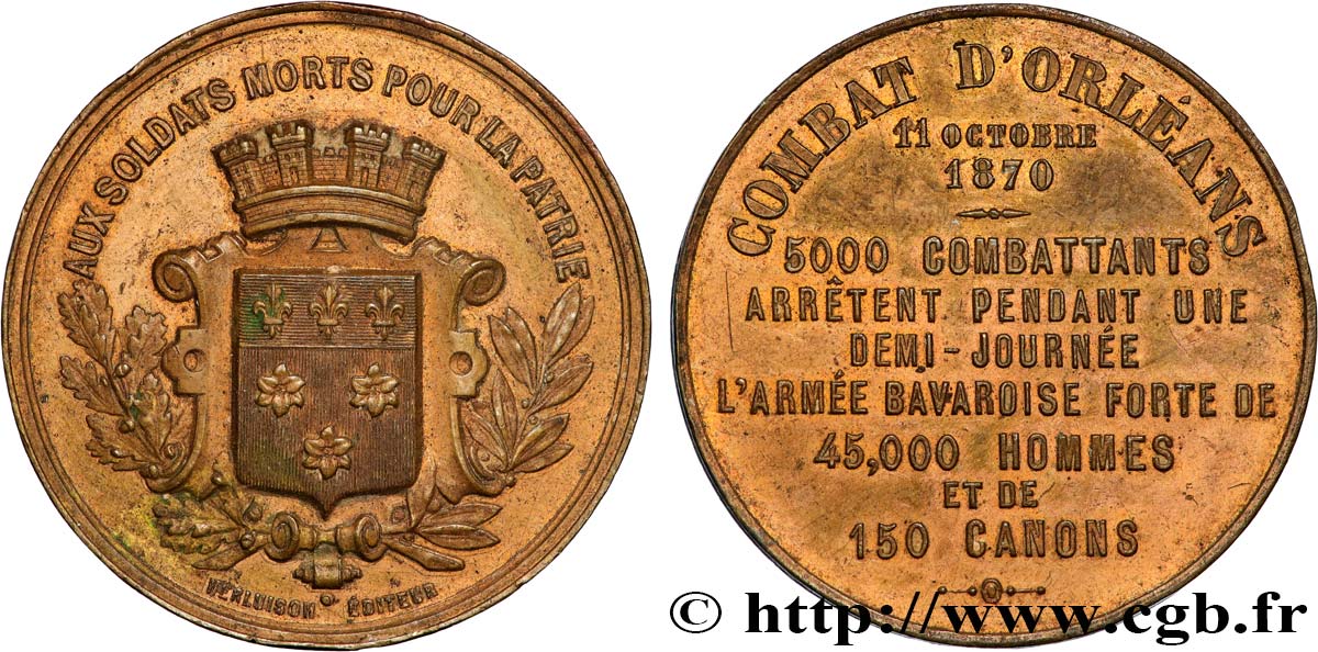 GUERRE DE 1870-1871 Médaille, Combat d’Orléans TTB+