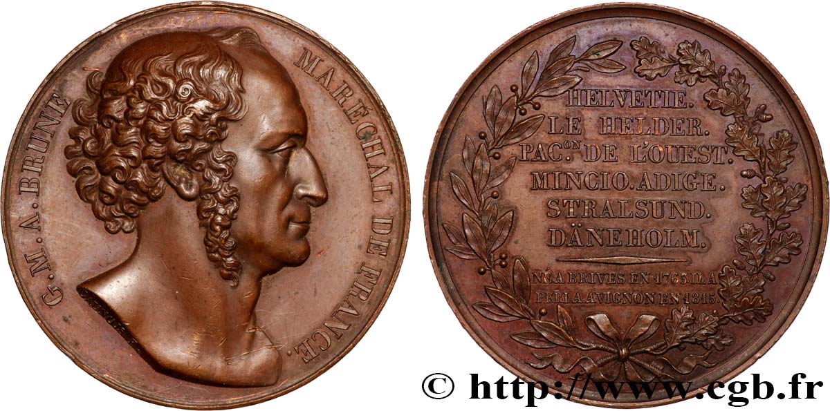 LOUIS XVIII Médaille, Guillaume Marie-Anne Brune, maréchal de France AU