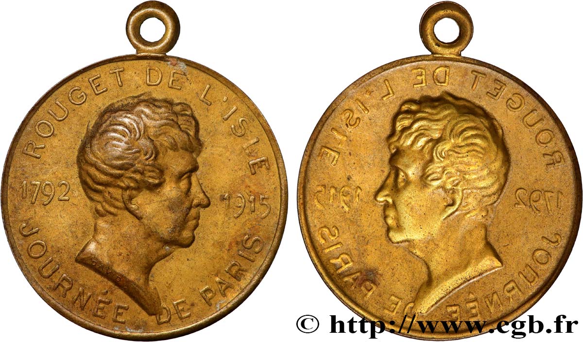 TROISIÈME RÉPUBLIQUE Médaille bractéate, Rouget de l’Isle TTB+