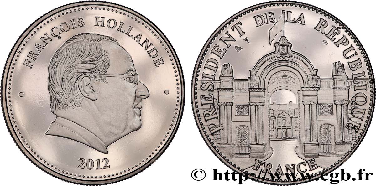 QUINTA REPUBLICA FRANCESA Médaille, François Hollande, président de la République SC