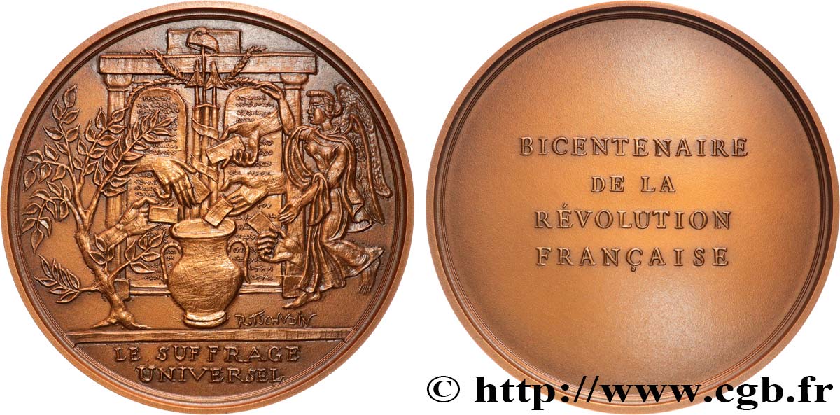 V REPUBLIC Médaille, Bicentenaire de la Révolution, Suffrage universel MS