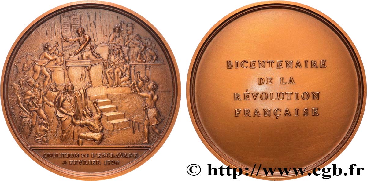 V REPUBLIC Médaille, Bicentenaire de la Révolution, Abolition de l’esclavage MS