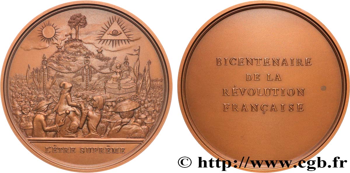 CINQUIÈME RÉPUBLIQUE Médaille, Bicentenaire de la Révolution, L’être suprême SPL