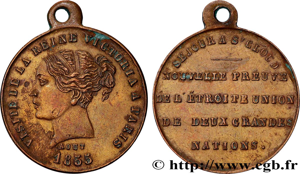 SECONDO IMPERO FRANCESE Médaille, Visite de la reine d’Angleterre, séjour à St Cloud BB