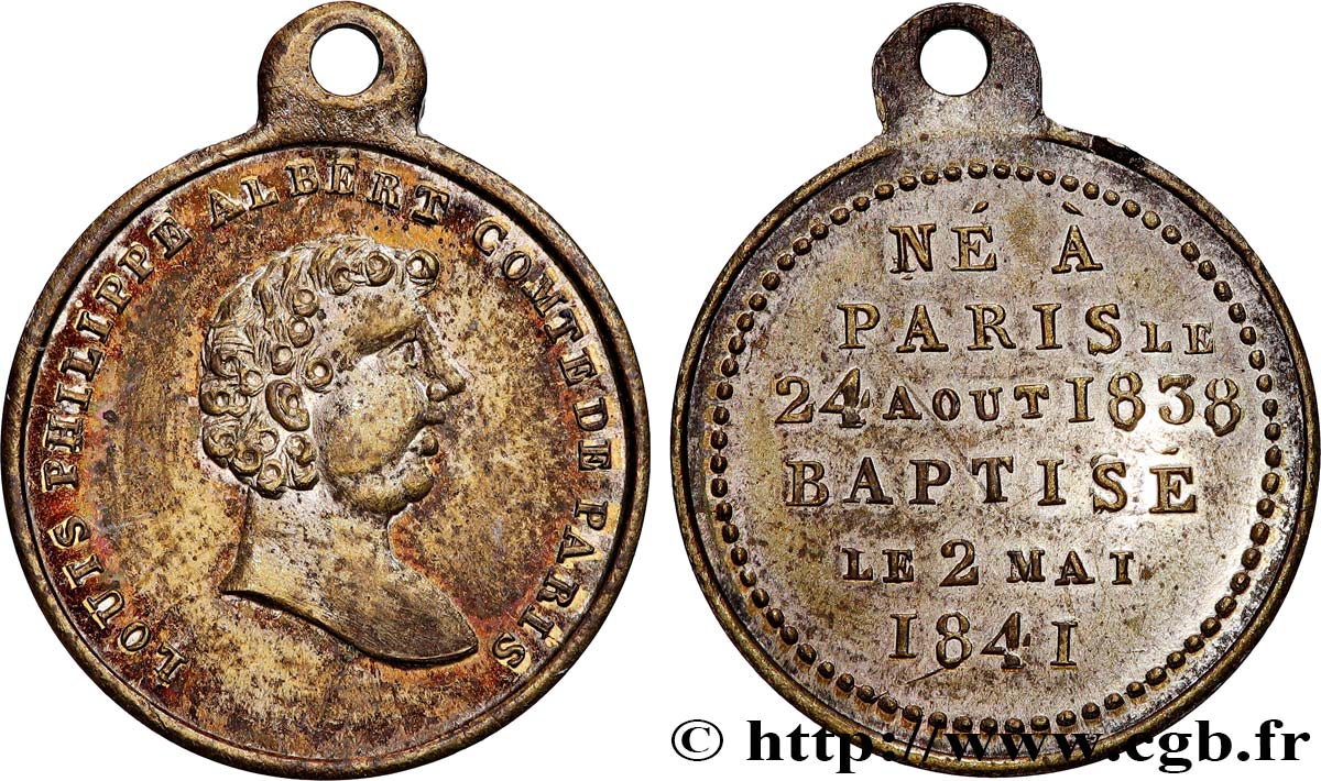 LUIS FELIPE I Médaille, Philippe d’Orléans, comte de Paris MBC