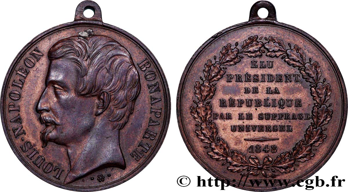 DEUXIÈME RÉPUBLIQUE Médaille, Élection de Louis-Napoléon Bonaparte TTB