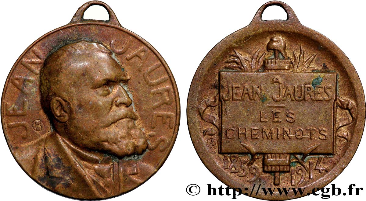 TERZA REPUBBLICA FRANCESE Médaille, Jean Jaurès, les cheminots q.BB