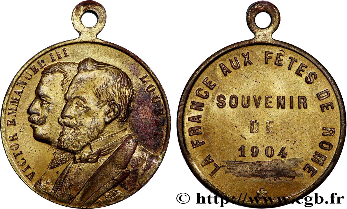 TERCERA REPUBLICA FRANCESA Médaille, Souvenir de la France au Fêtes de Rome MBC+/MBC