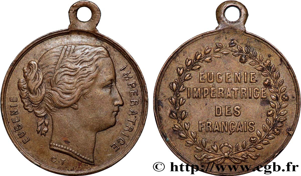 SECOND EMPIRE Médaillette, Eugénie impératrice XF