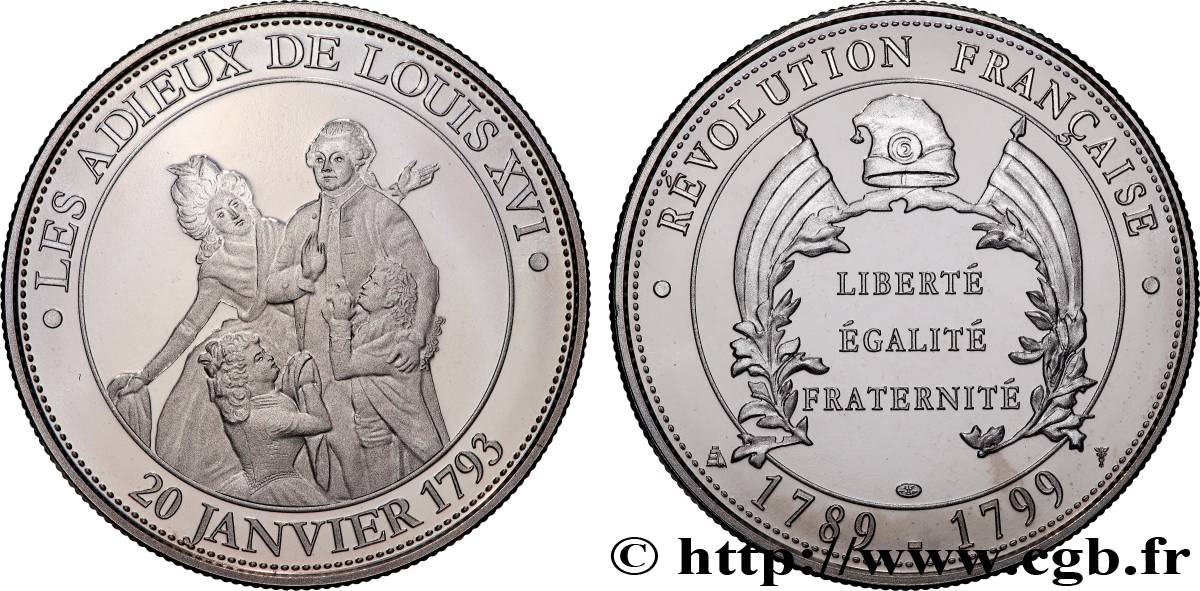 V REPUBLIC Médaille, Les adieux de Louis XVI MS