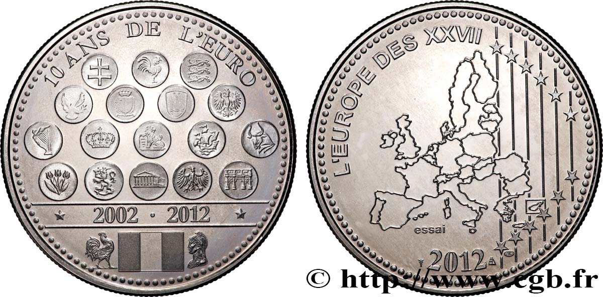 QUINTA REPUBBLICA FRANCESE Médaille, Essai, 10 ans de l’Euro MS