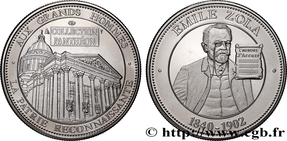 COLLECTION PANTHÉON - AUX GRANDS HOMMES Médaille, Emile Zola MS