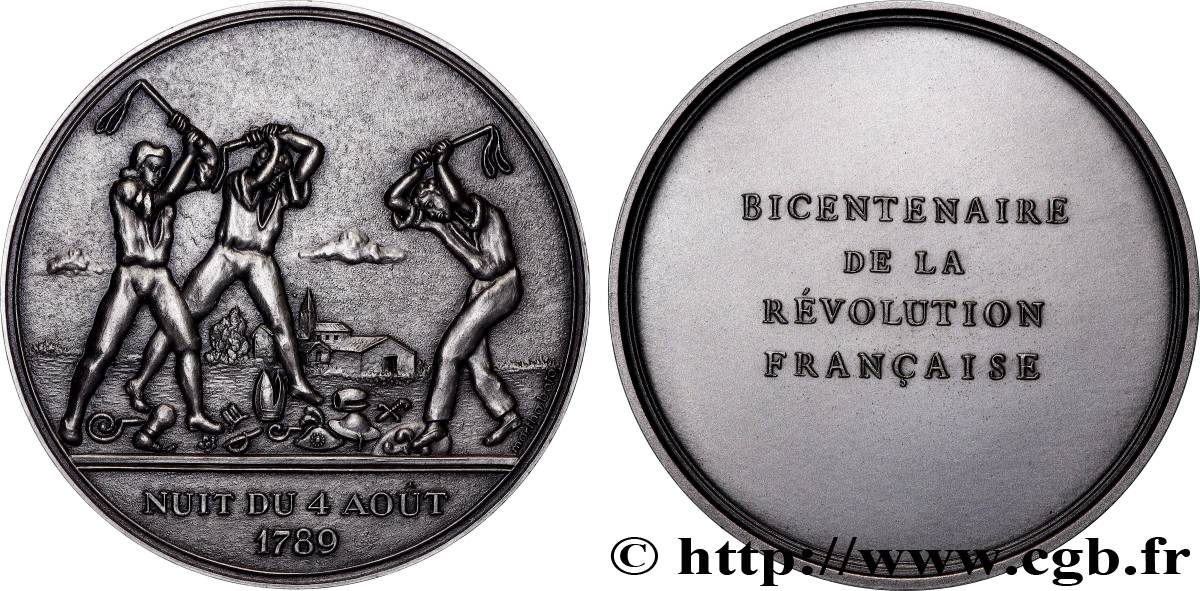 QUINTA REPUBBLICA FRANCESE Médaille, Bicentenaire de la Révolution, Nuit du 4 août 1789 SPL