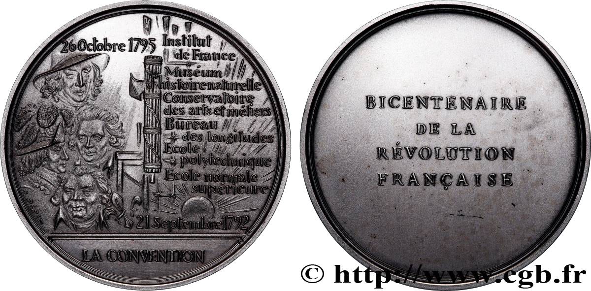 FUNFTE FRANZOSISCHE REPUBLIK Médaille, Bicentenaire de la Révolution, La Convention VZ/fVZ