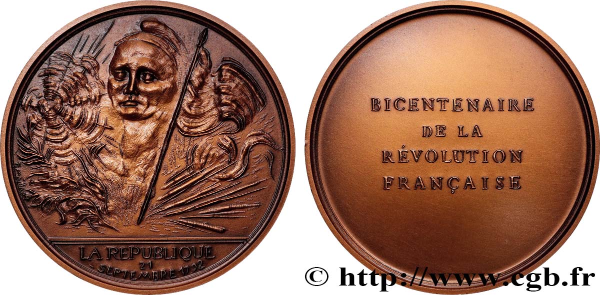 V REPUBLIC Médaille, Bicentenaire de la Révolution, La République AU