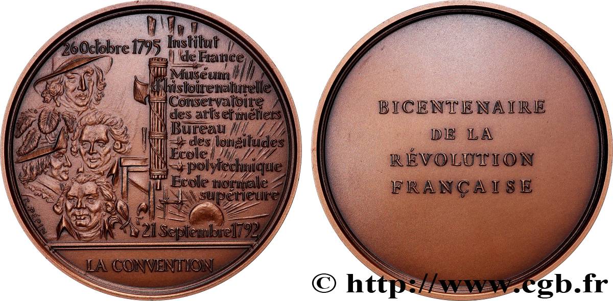 FUNFTE FRANZOSISCHE REPUBLIK Médaille, Bicentenaire de la Révolution, La Convention VZ