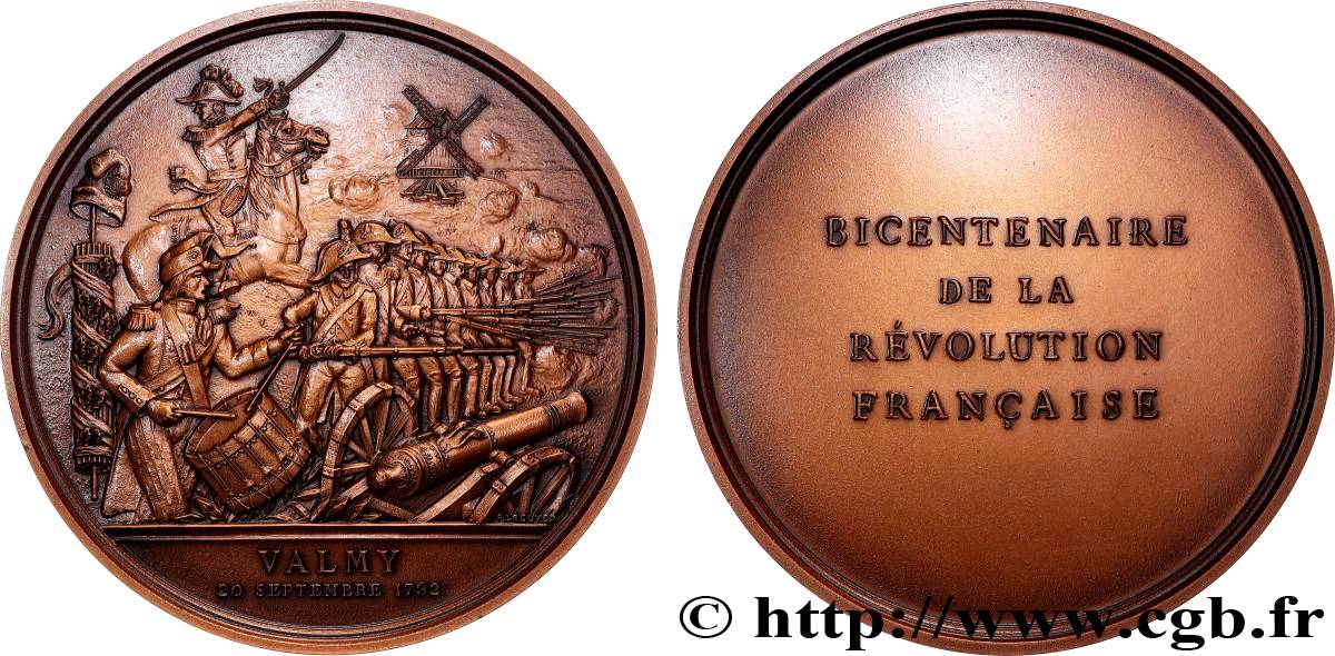 V REPUBLIC Médaille, Bicentenaire de la Révolution, Bataille de Valmy AU