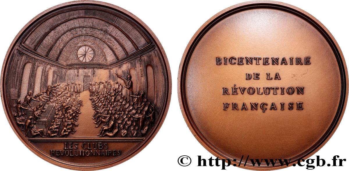 V REPUBLIC Médaille, Bicentenaire de la Révolution, Les clubs révolutionnaies AU