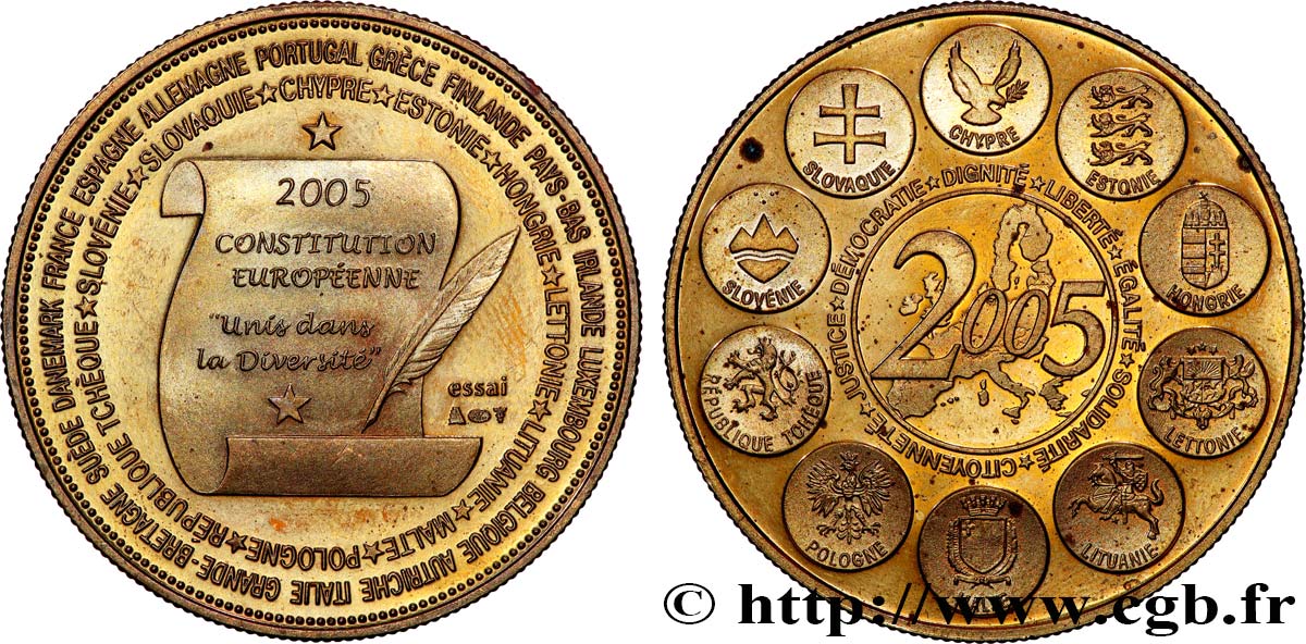 V REPUBLIC Médaille, Essai, Constitution européenne AU